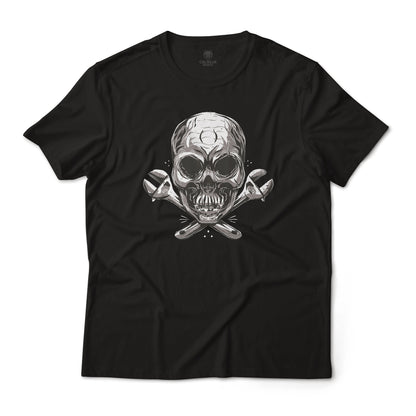 Skull And Wrenches Mechanic Graphic T-Shirt Lightweight Cotton