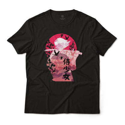 Smug Samurai Girl Anime Aesthetic Graphic T-Shirt Lightweight Cotton