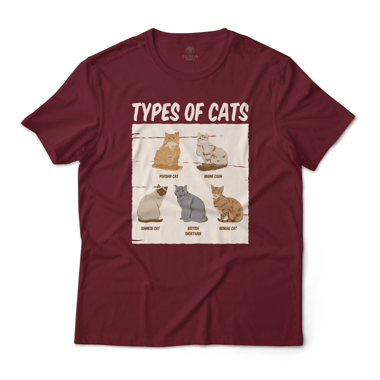 Cute Types of Cat Pet Art Graphic Tee