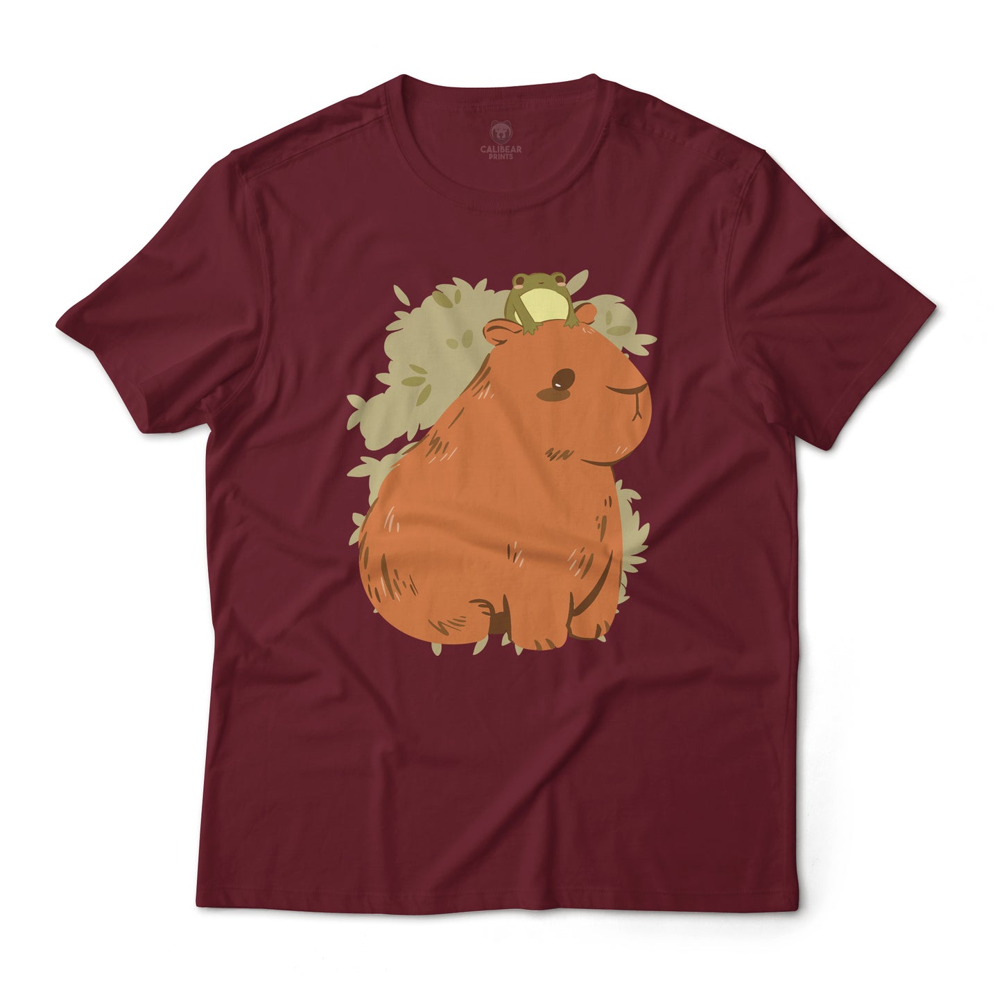 Cute Capybara And Frog Autumn Theme Graphic T-Shirt Lightweight Cotton