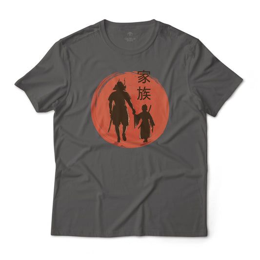 Samurai Father And Son Japanese Art Graphic T-Shirt Lightweight Cotton