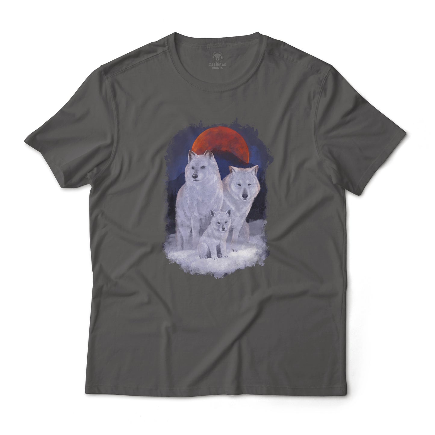 Wolf Family, Painting Style Artistic Lightweight Cotton Graphic Tee