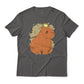 Cute Capybara And Frog Autumn Theme Graphic T-Shirt Lightweight Cotton