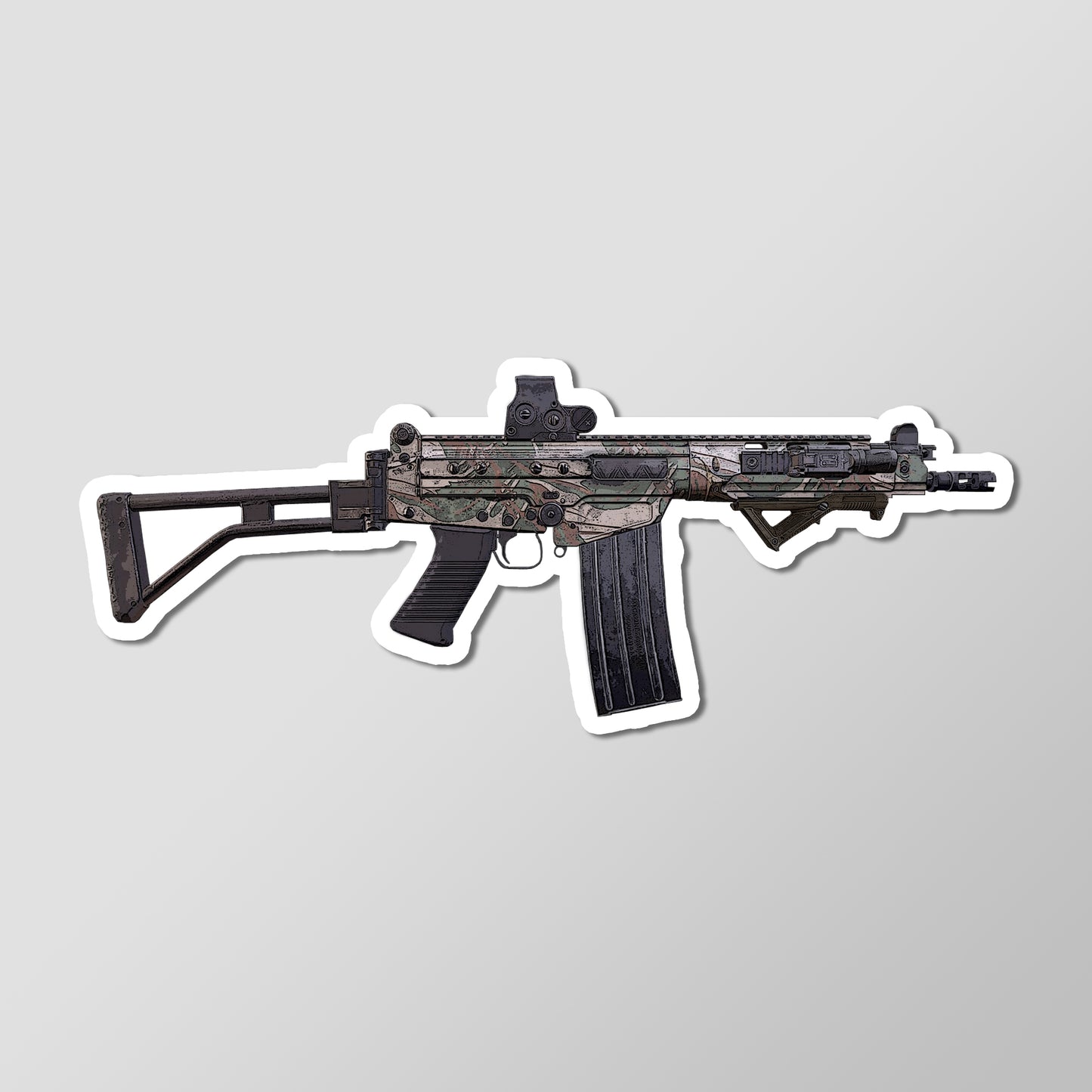 FAL Battle Rifle Para, Brushstroke Camo Die Cut Vinyl Sticker