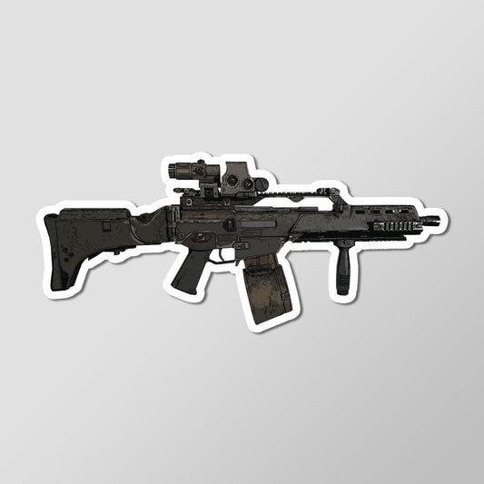 Weathered G36K Rifle Gun Art Vinyl Sticker Die Cut