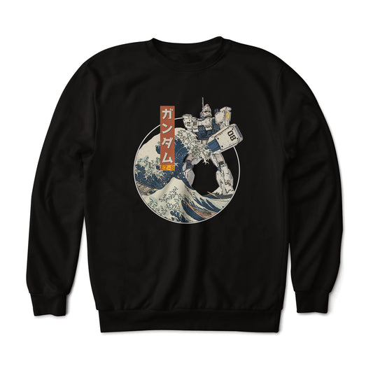 Gundam RX-79 EZ8 Mobile Suit 08th MS Team in the Great Wave off Kanagawa Anime Art Graphic Print Sweatshirt