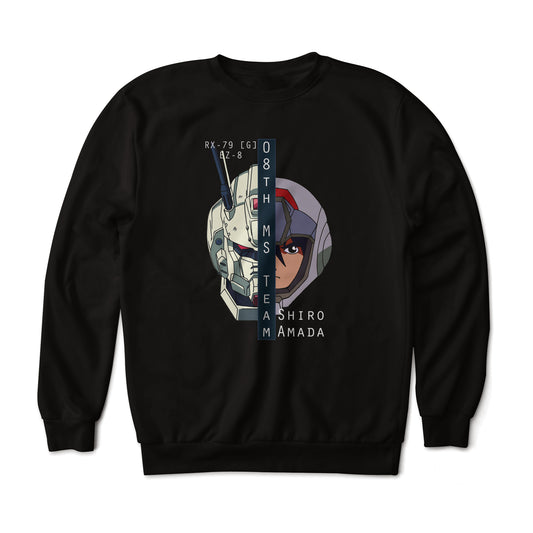 Gundam RX-79 EZ8 Mobile Suit and Shiro Amada 08th MS Team Anime Art Graphic Print Sweatshirt