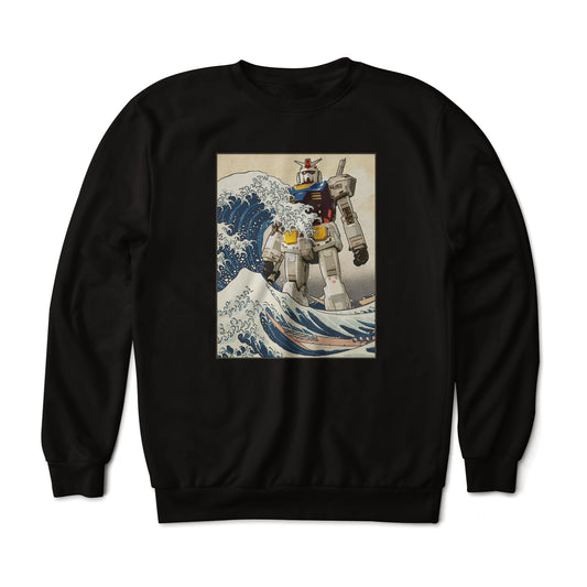 Gundam RX-78-2 in the Great Wave Off Kanagawa Anime Art Graphic Print Sweatshirt