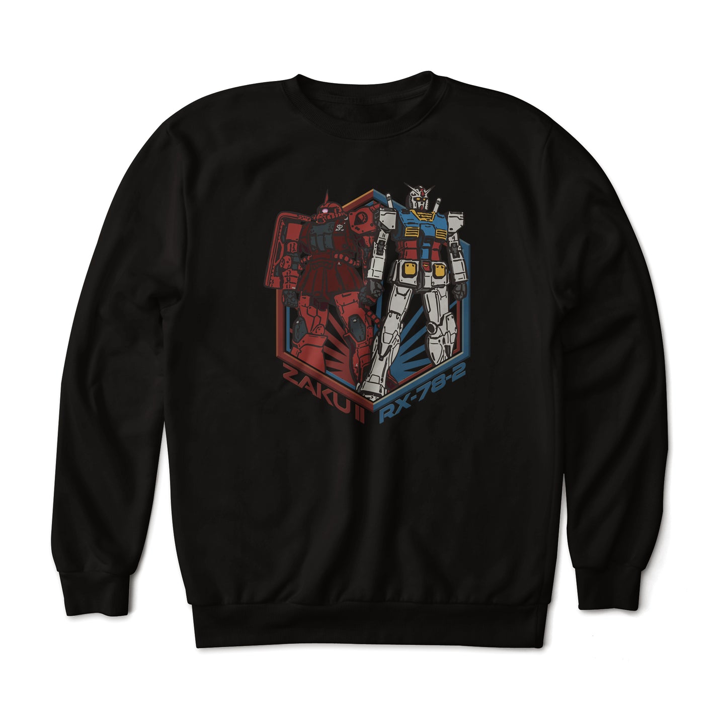 Gundam RX-78-2 and MS-06S Char's Zaku II Anime Art Graphic Print Sweatshirt