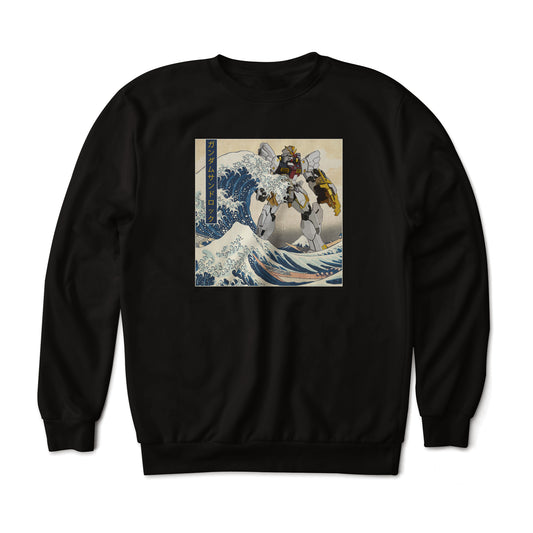 Gundam XXXG-01SR Sandrock in the Great Wave Off Kanagawa Anime Art Graphic Print Sweatshirt