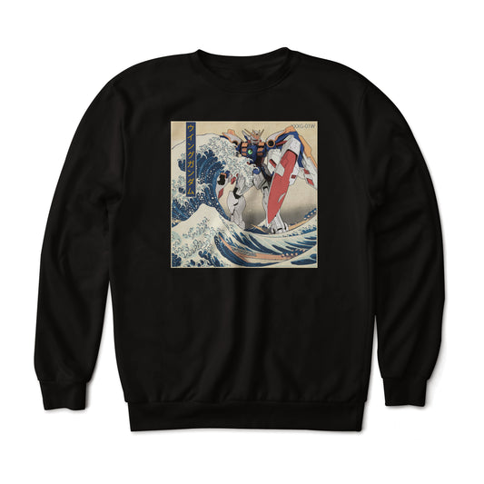 Gundam Mobile Suit Wing in the Great Wave Off Kanagawa Anime Art Graphic Print Sweatshirt