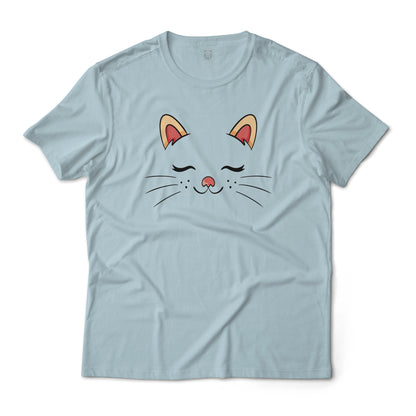 Cute Sleeping Cat Face Minimalistic Art Graphic Tee