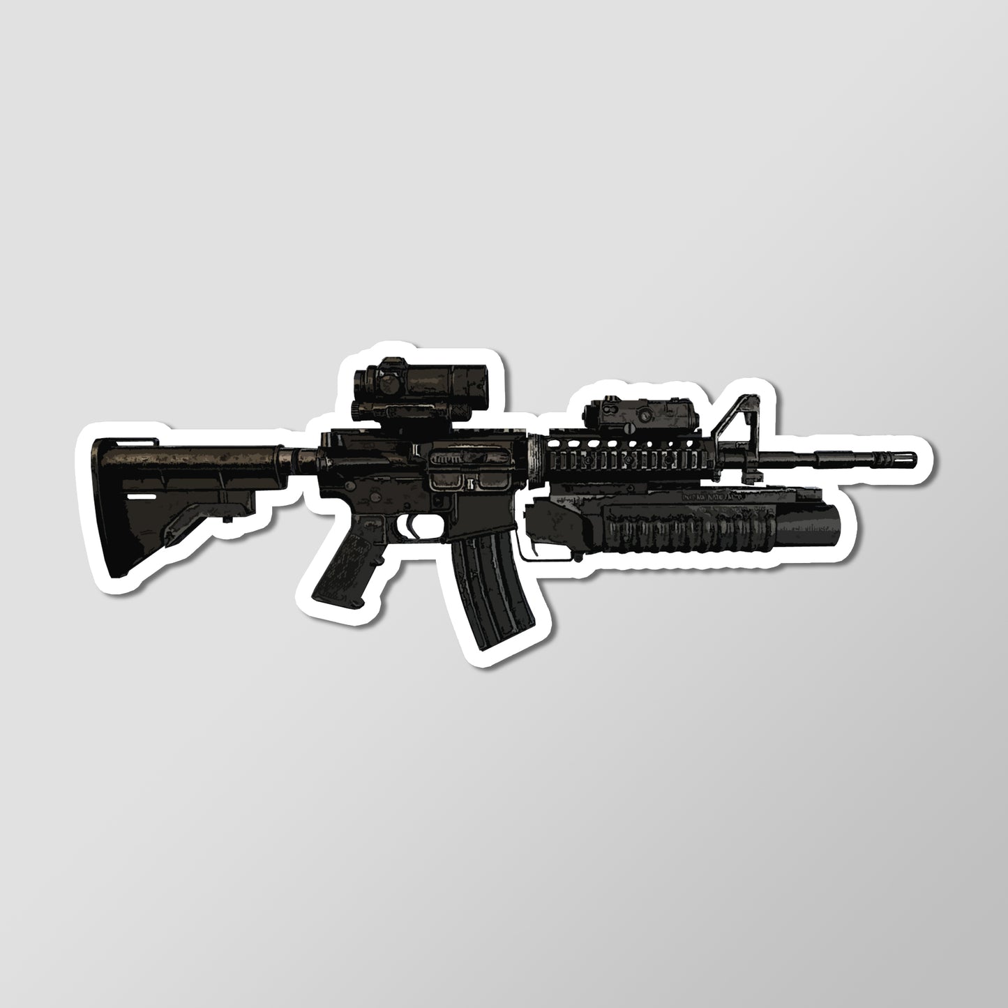 M4A1 SOPMOD w/ M203 Grenade Launcher Gun Vinyl Decal Sticker