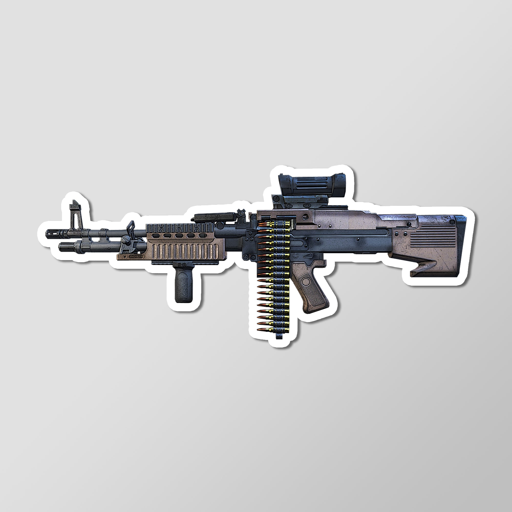 M60E6 Light Machine Gun Gun Art Sticker Vinyl Decal – CaliBear Prints