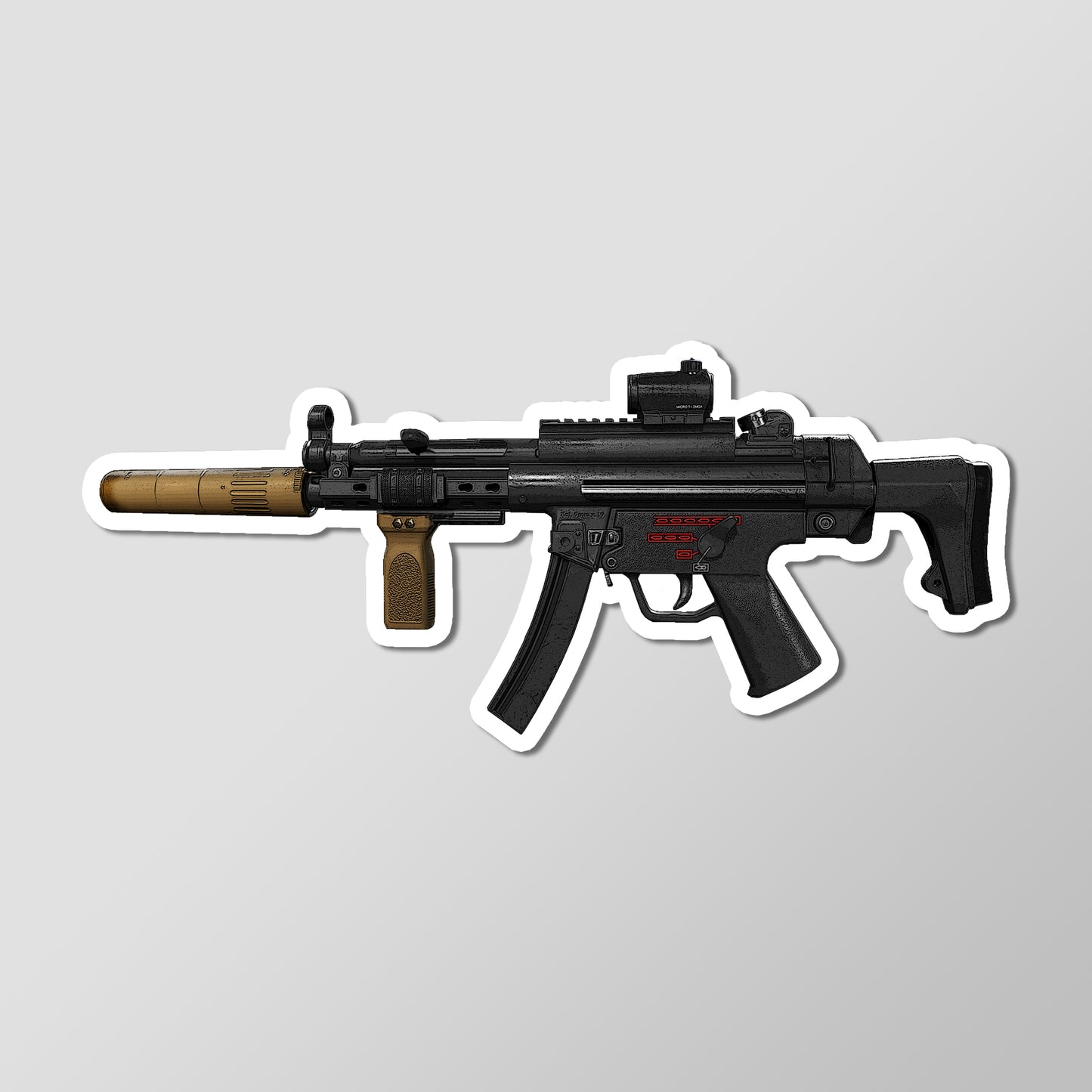 MP5A5 Submachine Gun Art Sticker Vinyl Decal