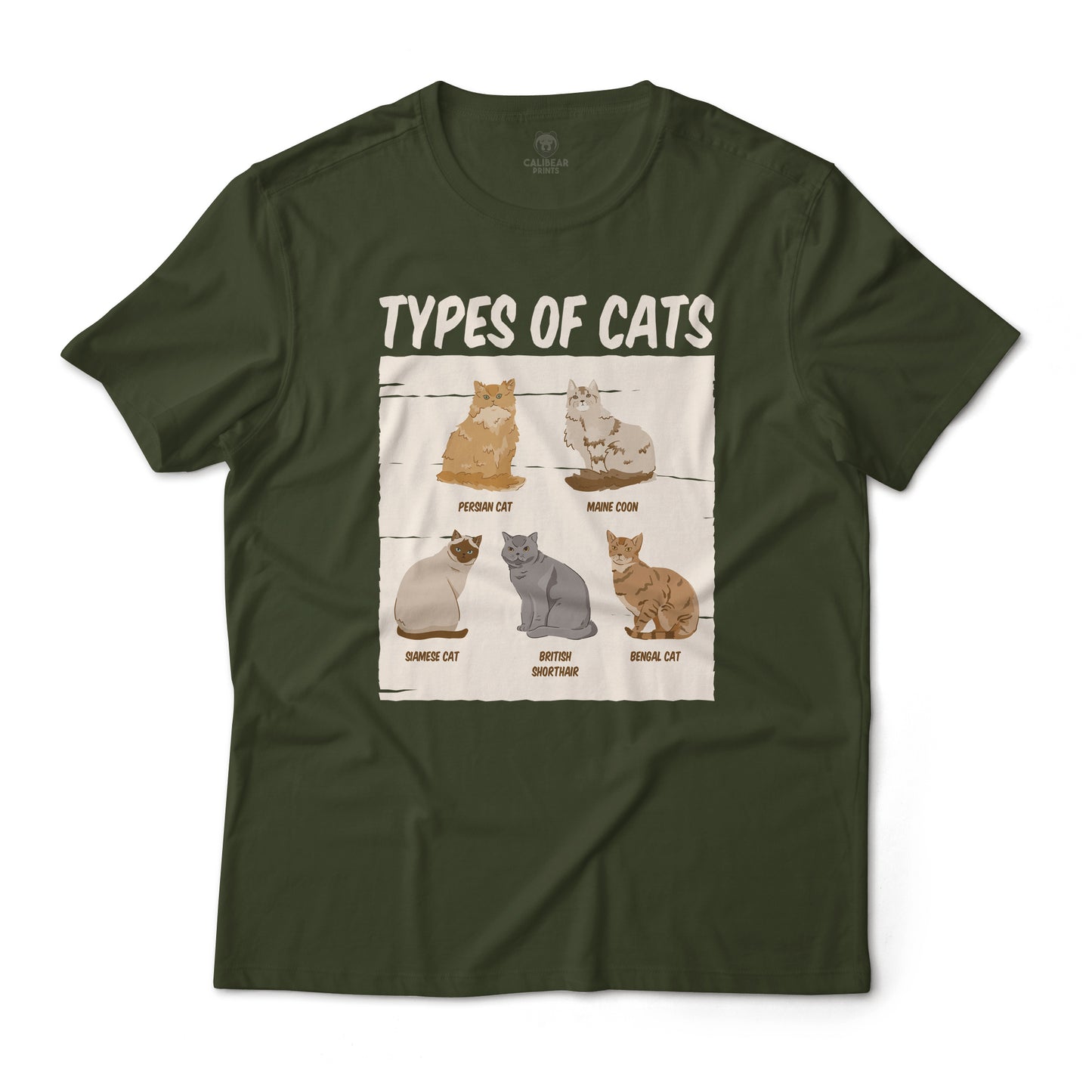 Cute Types of Cat Pet Art Graphic Tee