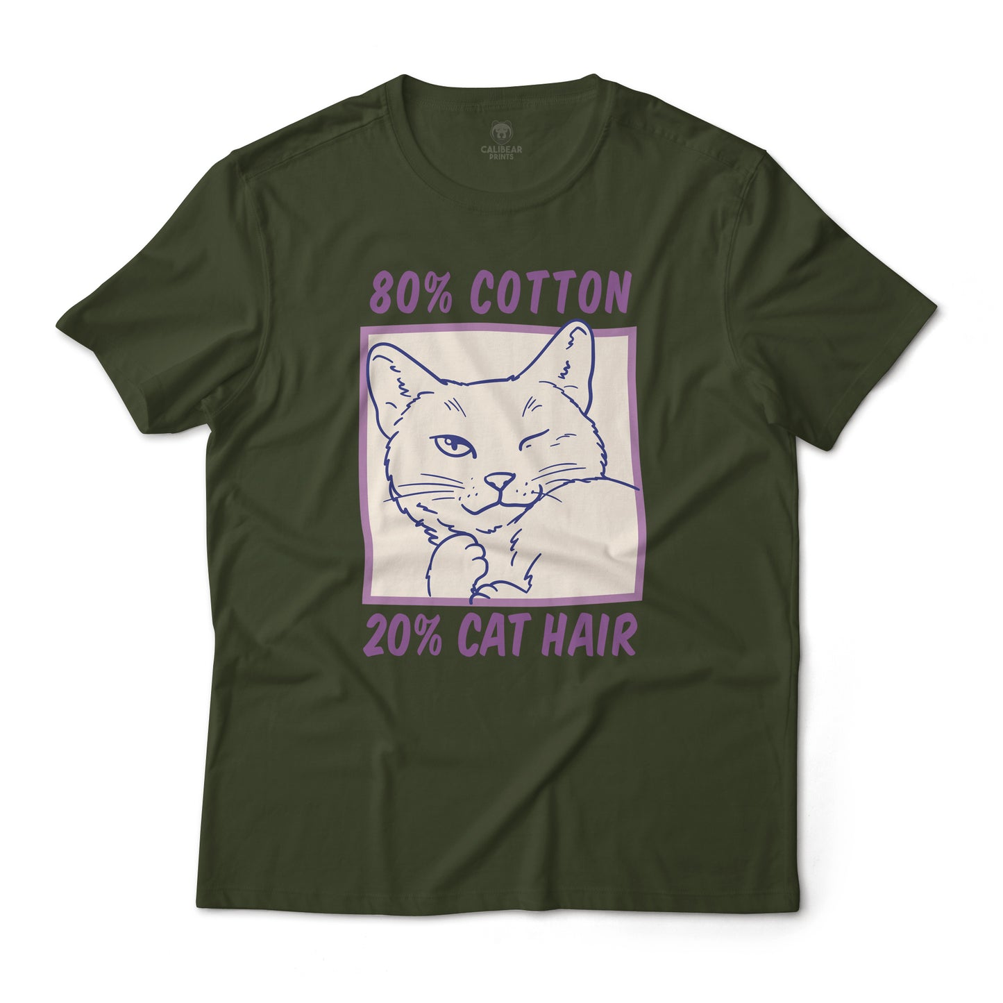 80% Cotton, 20% Cat Hair - Funny Pet Graphic T-Shirt Lightweight Cotton