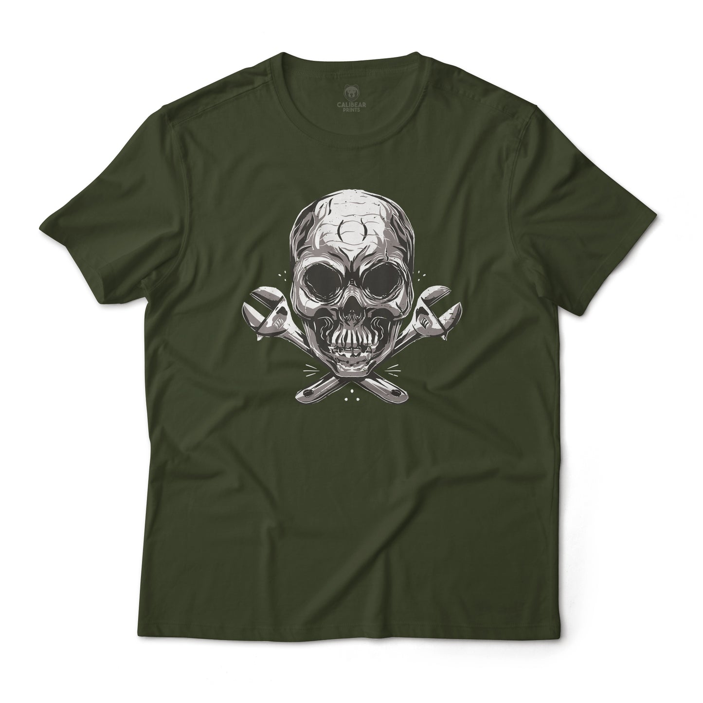 Skull And Wrenches Mechanic Graphic T-Shirt Lightweight Cotton