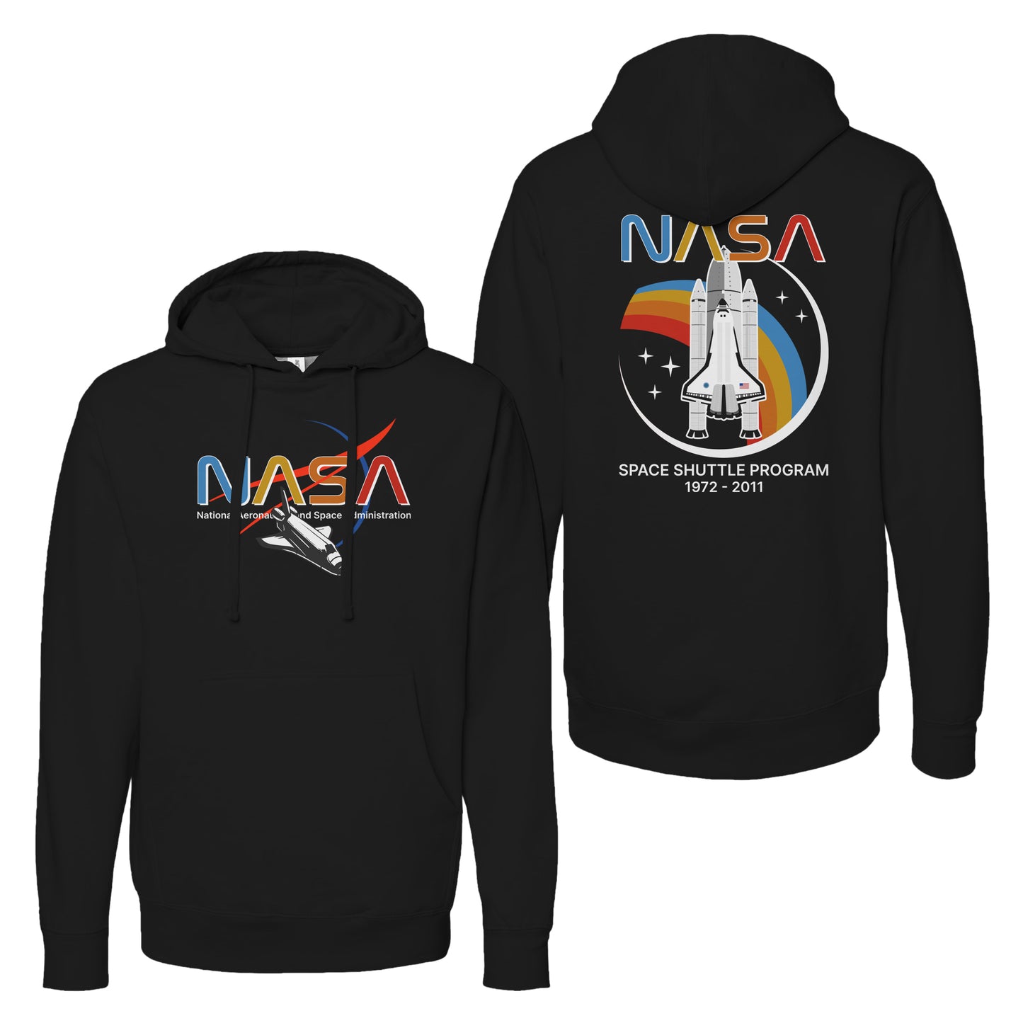 NASA Shuttle Program Tribute Retro Graphic Pullover Hoodie