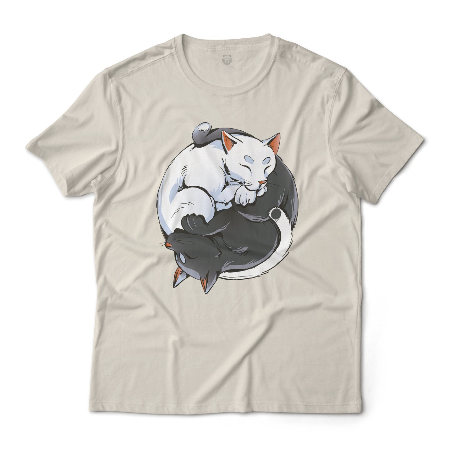 Yin and Yang Cats Monochrome Aesthetic Graphic T-Shirt Lightweight Cotton