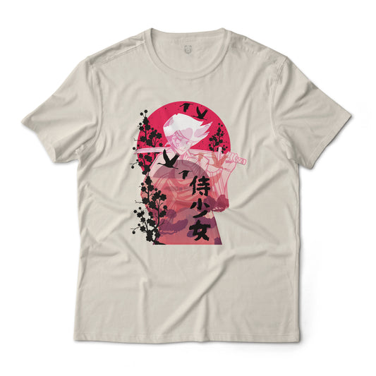 Smug Samurai Girl Anime Aesthetic Graphic T-Shirt Lightweight Cotton