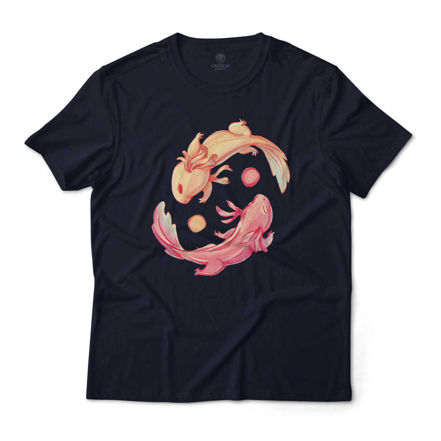 Axolotl Yin and Yang Paint Aesthetic Art Graphic T-Shirt Lightweight Cotton Tee