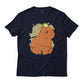 Cute Capybara And Frog Autumn Theme Graphic T-Shirt Lightweight Cotton