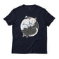 Yin and Yang Cats Monochrome Aesthetic Graphic T-Shirt Lightweight Cotton