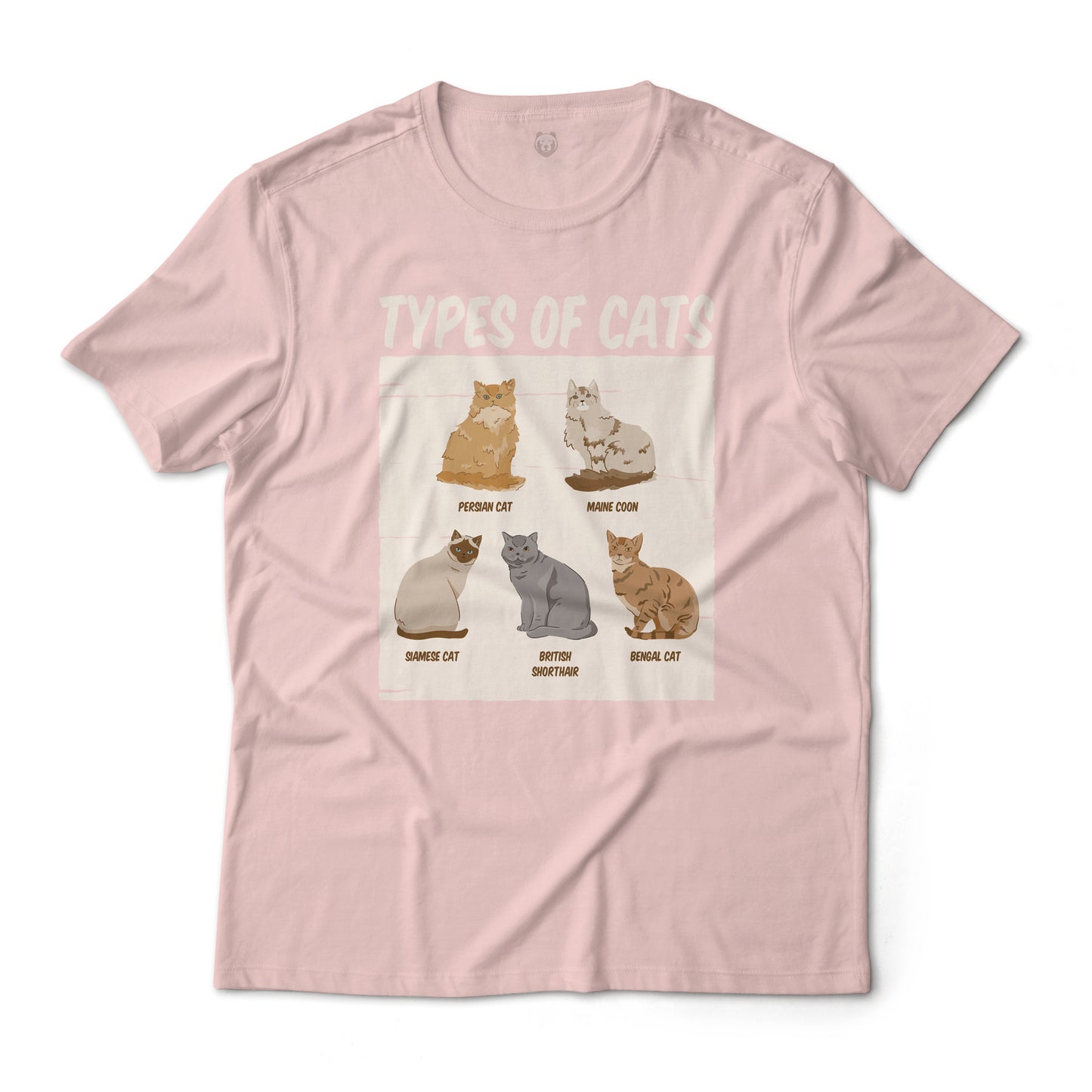 Cute Types of Cat Pet Art Graphic Tee