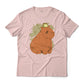 Cute Capybara And Frog Autumn Theme Graphic T-Shirt Lightweight Cotton