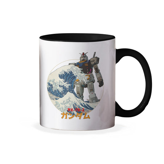 RX-78-2 Mobile Suit Gundam in the Great Wave Off Kanagawa V2 Anime Ceramic Coffee Mug 11 oz