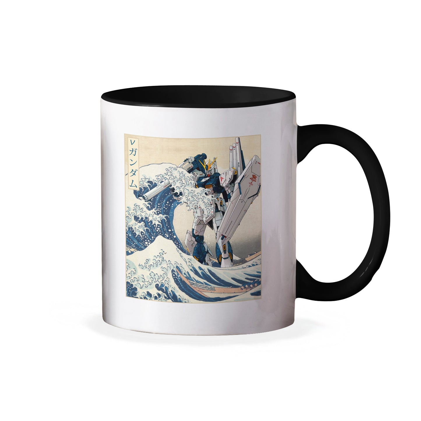 RX-93 v Mobile Suit Gundam in the Great Wave Off Kanagawa Anime Ceramic Coffee Mug 11 oz