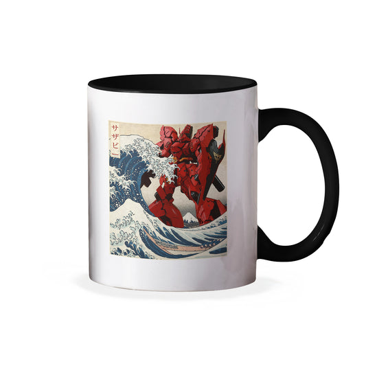 MSN-04 Sazabi Mobile Suit Gundam in the Great Wave Off Kanagawa Anime Ceramic Coffee Mug 11 oz