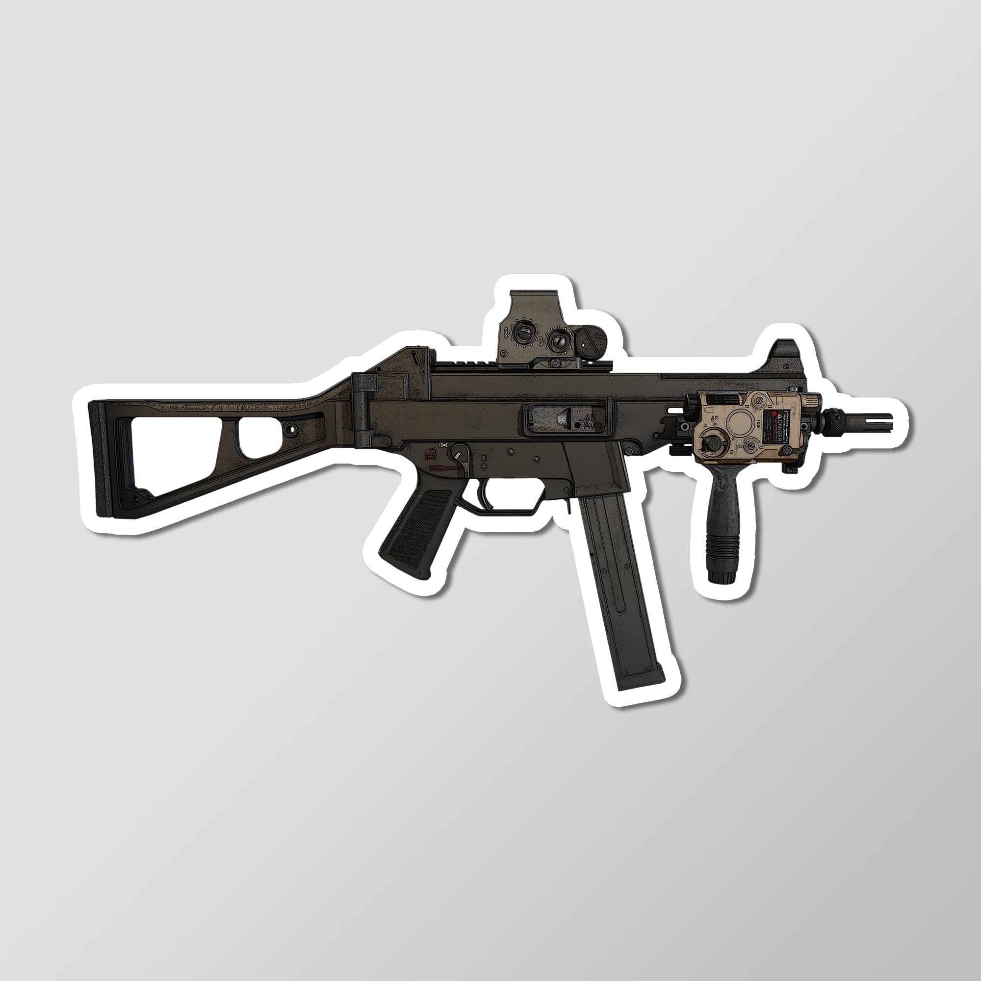 UMP45 Submachine Gun Art Sticker Vinyl Decal – CaliBear Prints
