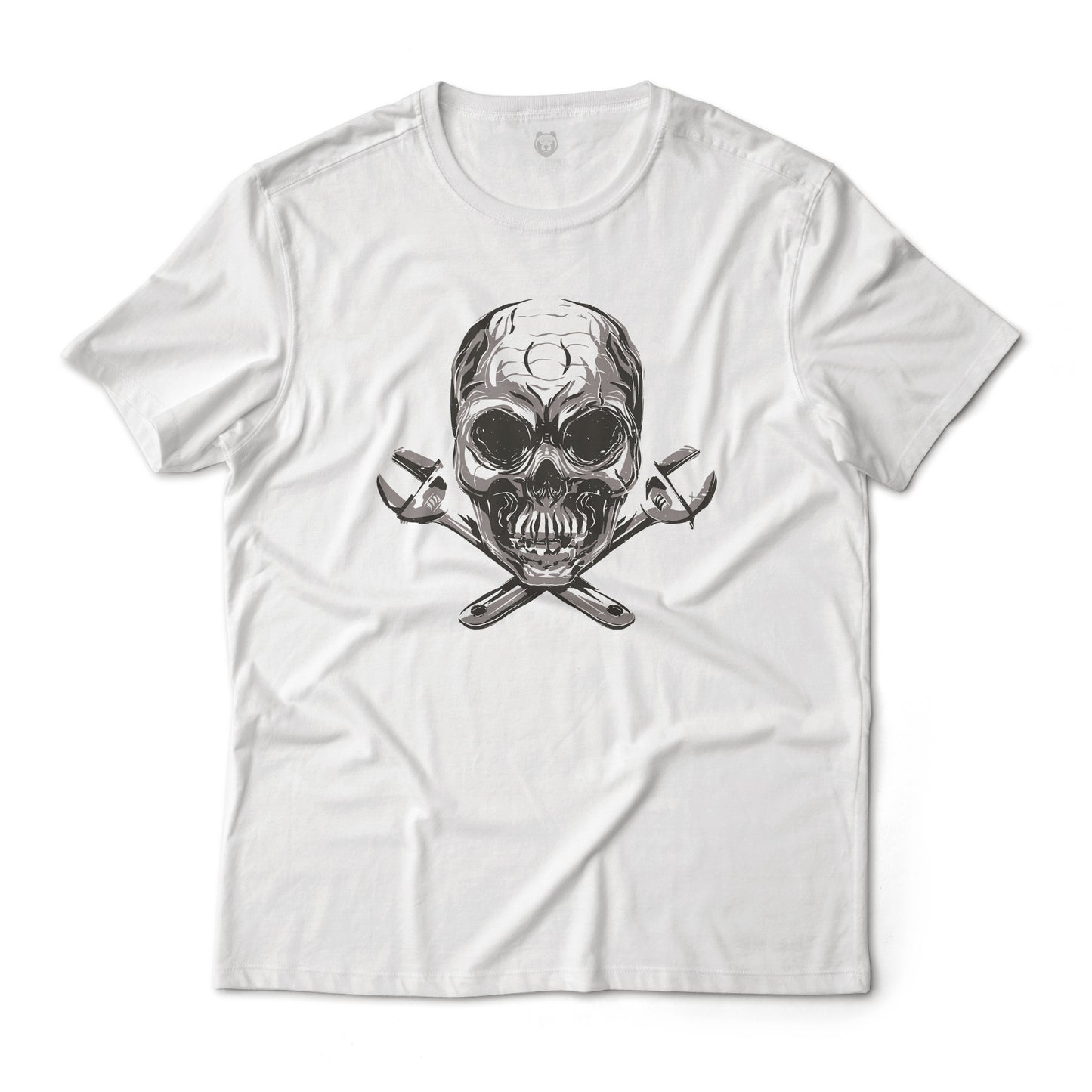 Skull And Wrenches Mechanic Graphic T-Shirt Lightweight Cotton