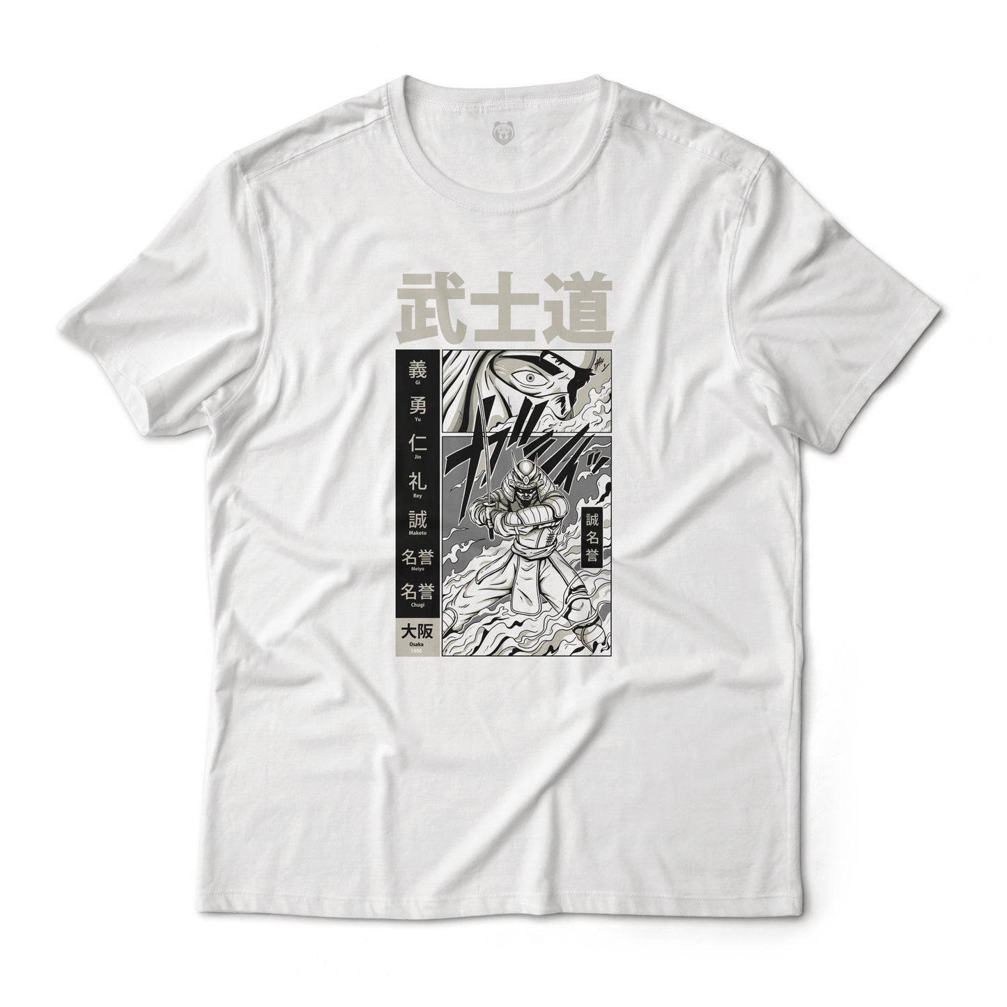 Samurai Bushido Manga Comic Art Style Graphic T-Shirt Lightweight Cotton