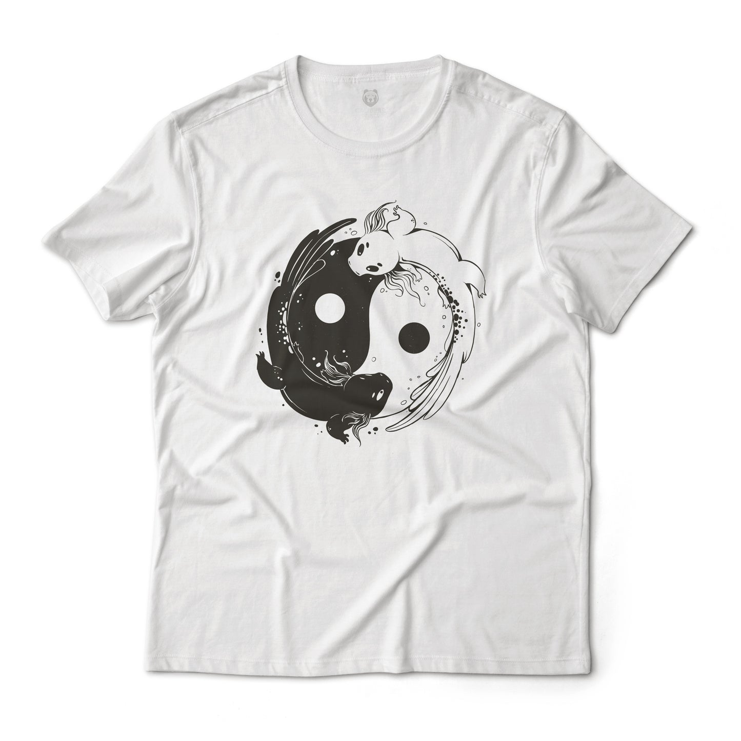 Axolotl Yin and Yang Monochrome Aesthetic Art Graphic T-Shirt Lightweight Cotton