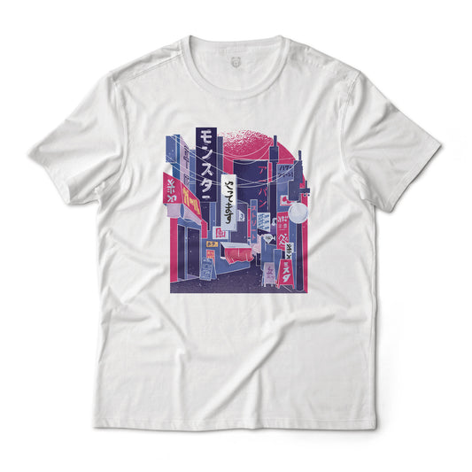 Japanese Cityscape Art Aesthetic Graphic T-Shirt Lightweight Cotton Tee