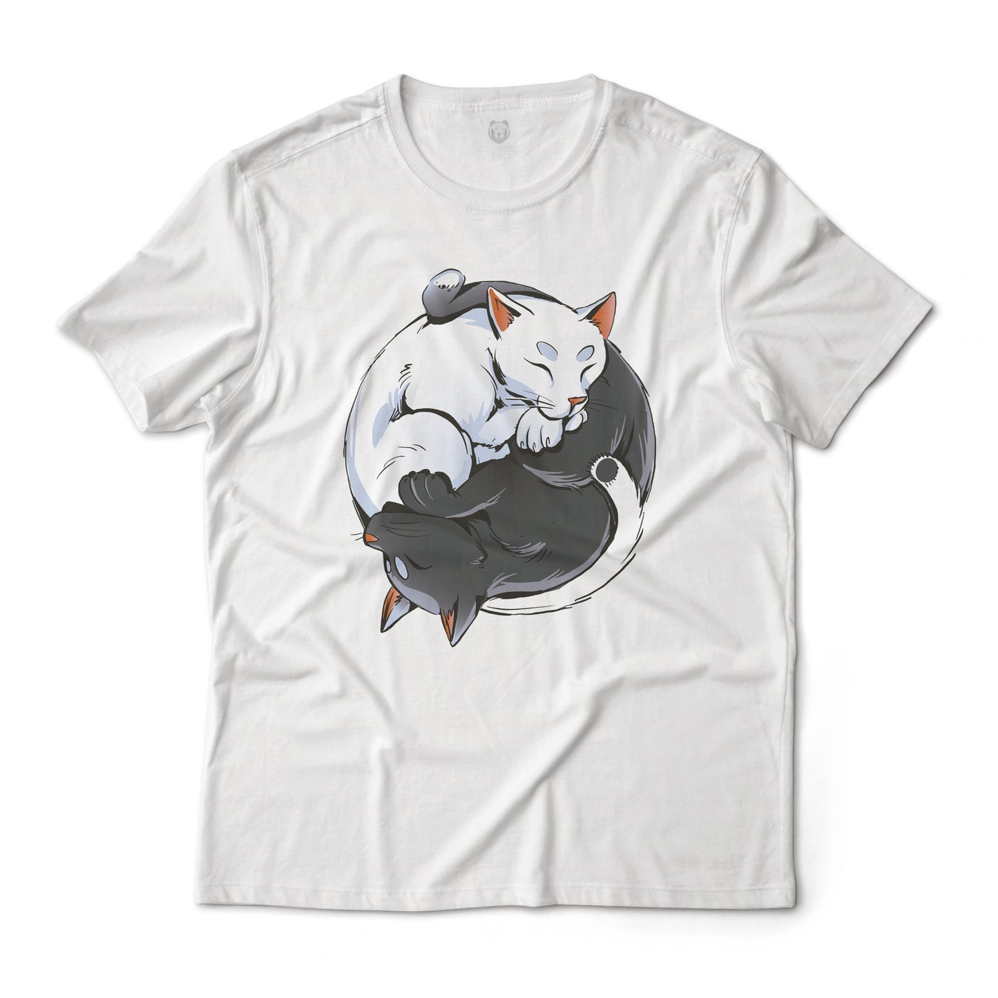 Yin and Yang Cats Monochrome Aesthetic Graphic T-Shirt Lightweight Cotton