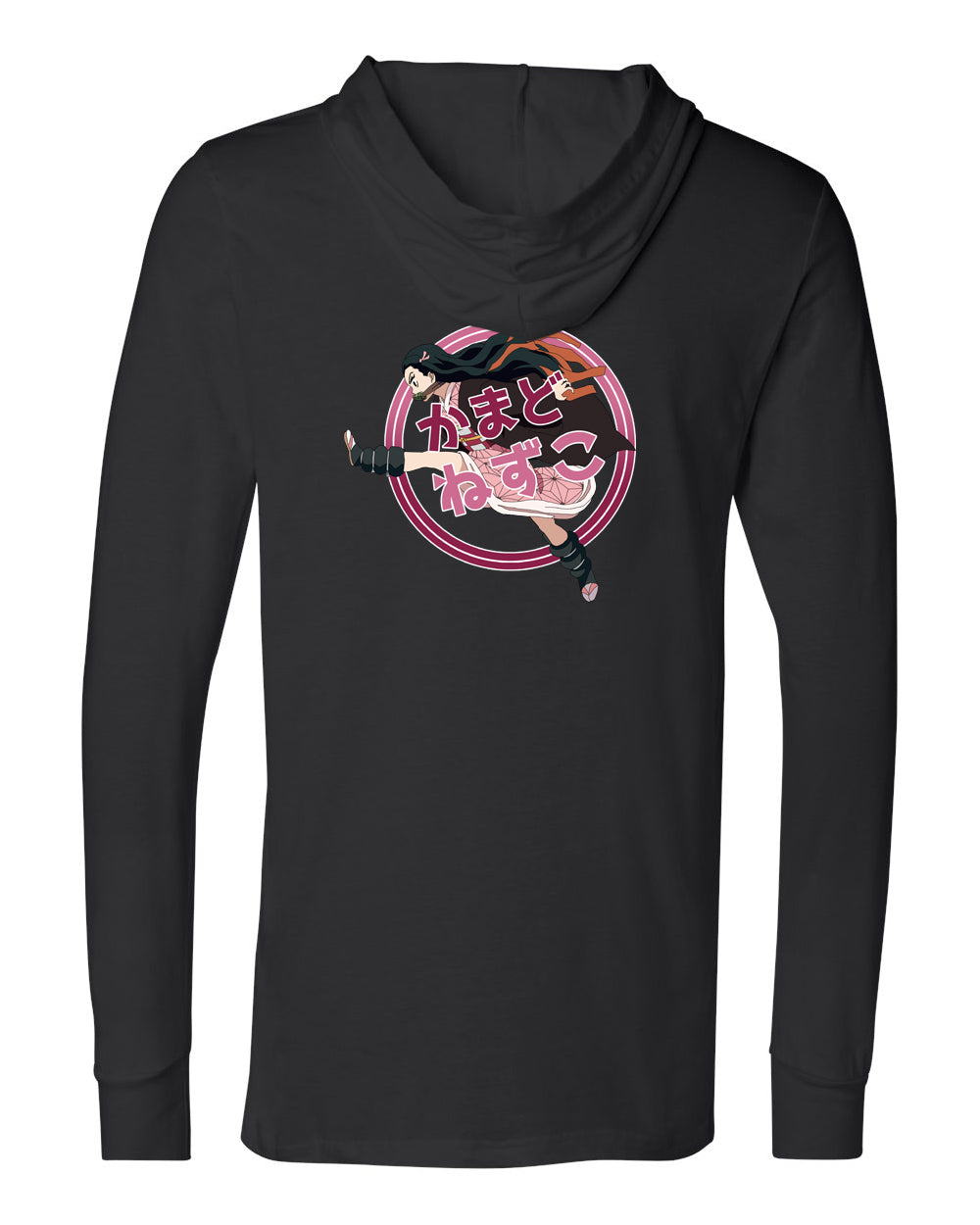 Kimetsu no Yaiba: Demon Slayer Chibi Running Nezuko Pocket Hooded Long Sleeve Shirt