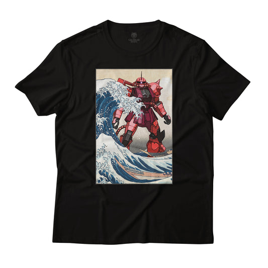 MS-06S Char's Zaku II Mobile Suit Gundam in the Great Wave Off Kanagawa Anime T-Shirt