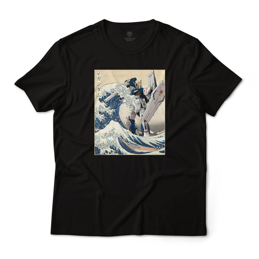 RX-93v Nu Gundam Mobile Suit Char's Counter Attack in the Great Wave off Kanagawa Anime Graphic Tee