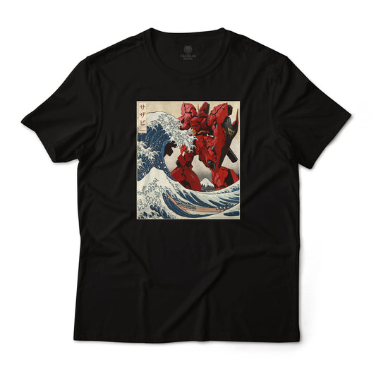 Sazabi Mobile Suit MSN-04 Gundam Char's Counter Attack in the Great Wave off Kanagawa Anime Graphic Tee