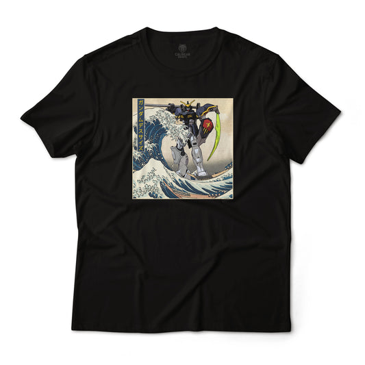 Gundam Deathscythe Mobile Suit Off Kanagawa Wave Anime Graphic Tee