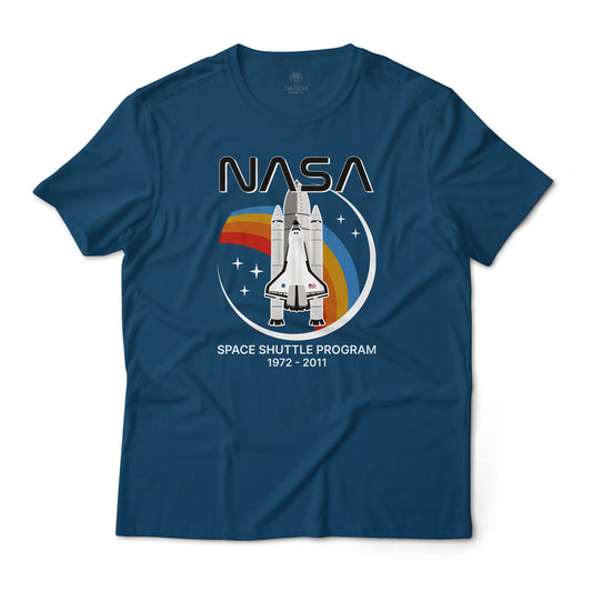 NASA Shuttle Program Tribute Retro Art Graphic Lightweight Cotton