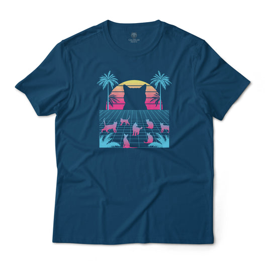 Cute Cats Vaporwave Synthwave Retro Electronic Style Graphic Tee