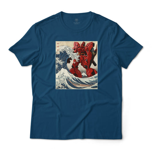 Sazabi Mobile Suit MSN-04 Gundam Char's Counter Attack in the Great Wave off Kanagawa Anime Graphic Tee