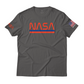 NASA Worm Logo with USA Flag Sleeve Print Graphic Art T-Shirt