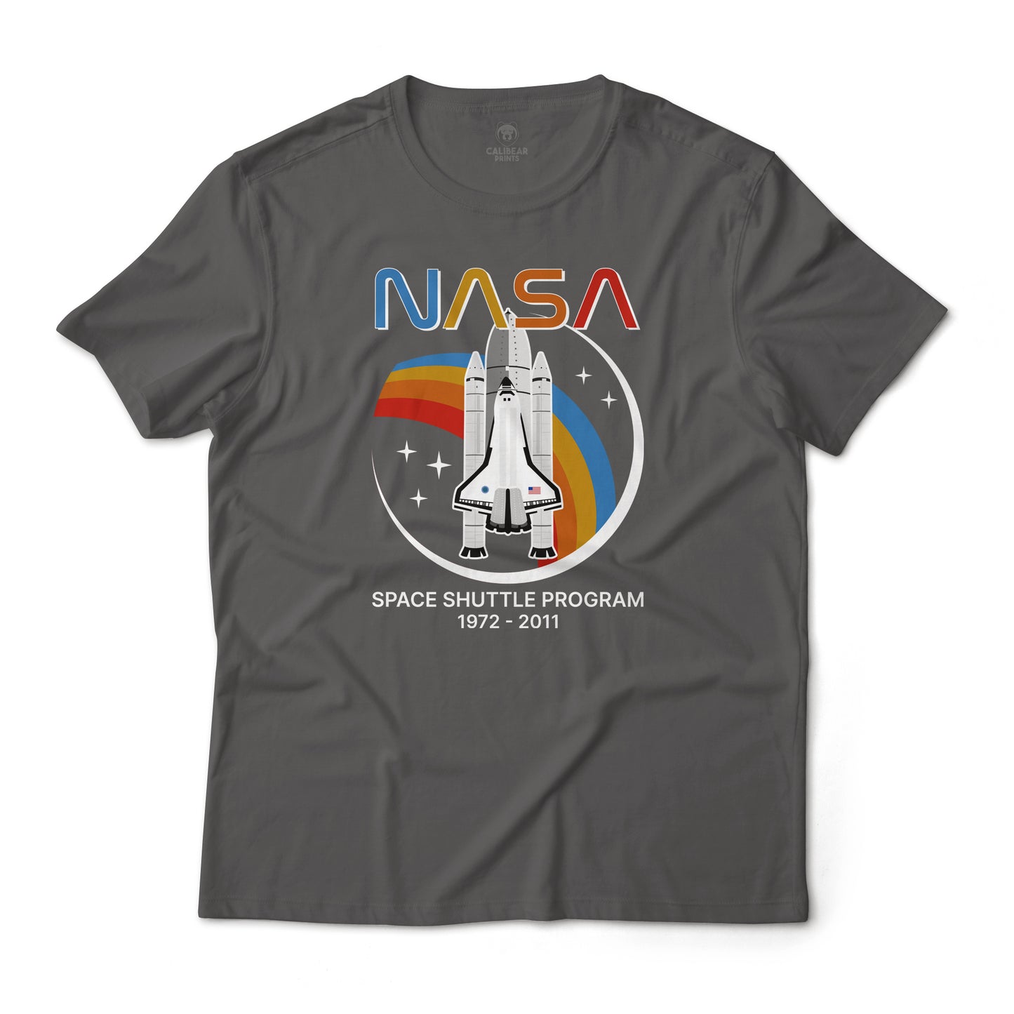 NASA Shuttle Program Tribute Retro Colors Art Graphic Lightweight Cotton