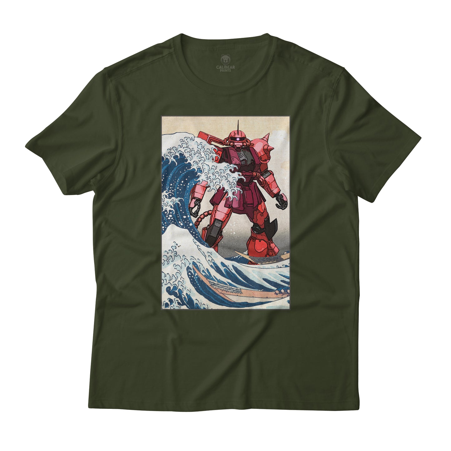 MS-06S Char's Zaku II Mobile Suit Gundam in the Great Wave Off Kanagawa Anime T-Shirt